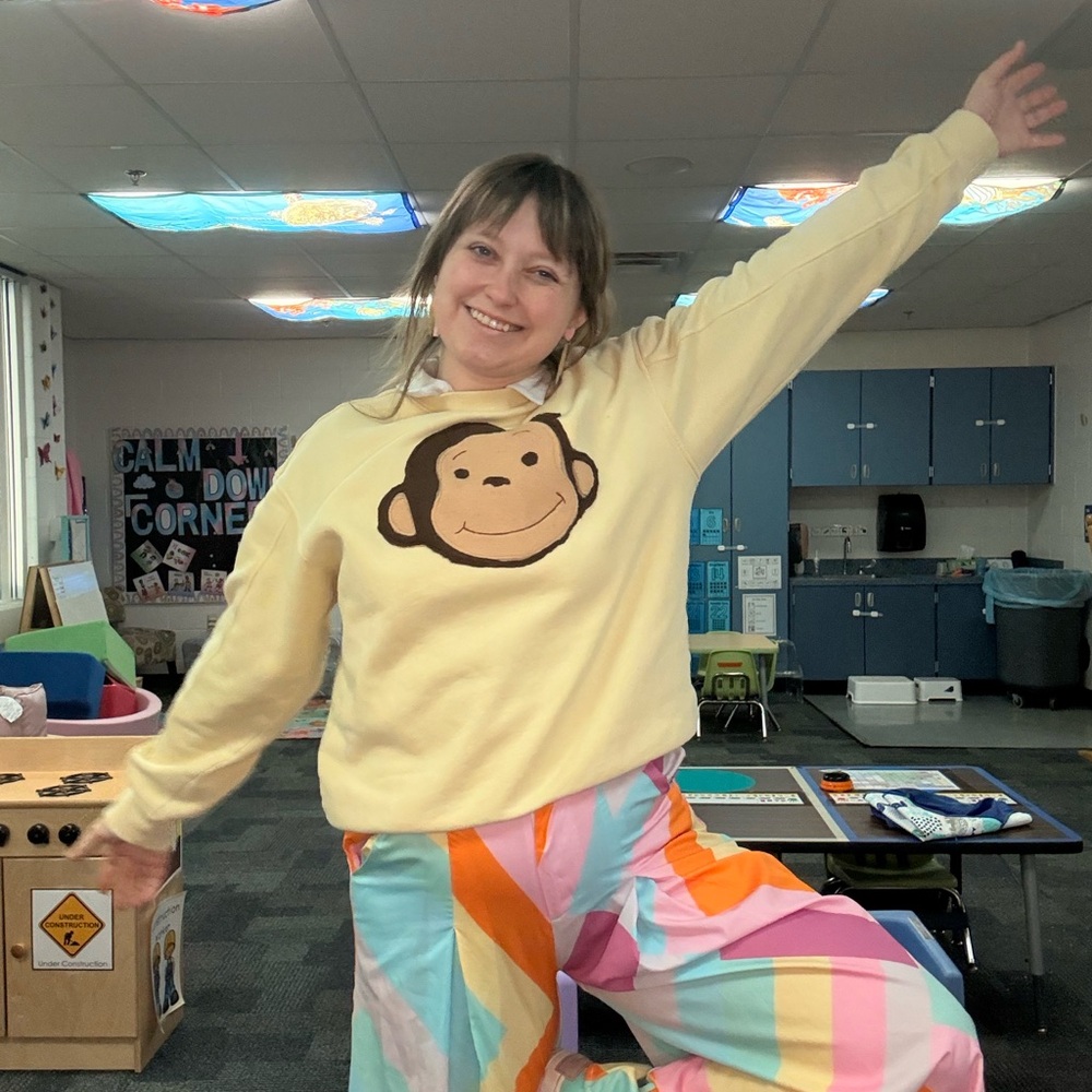 H&M Yellow Monkey Print Sweater
